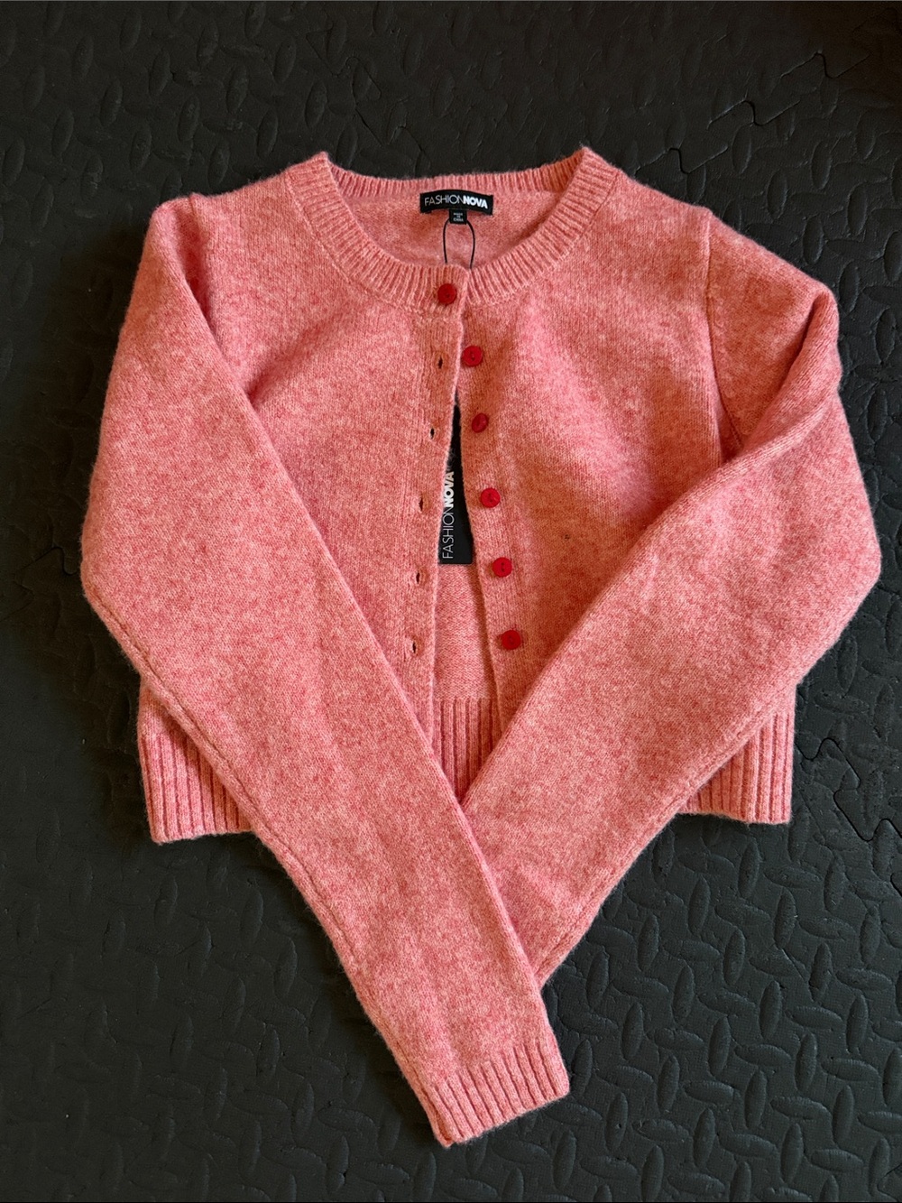 Fashion Nova Coral Pink Cropped Button Cardigan